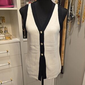 a new day Black and White Buttoned Tank Top